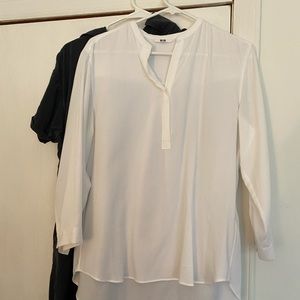 Uniqlo white silky tunic, size M